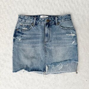 NWOT- PISTOLA Revolve High Rise Distressed Denim Mini Skirt